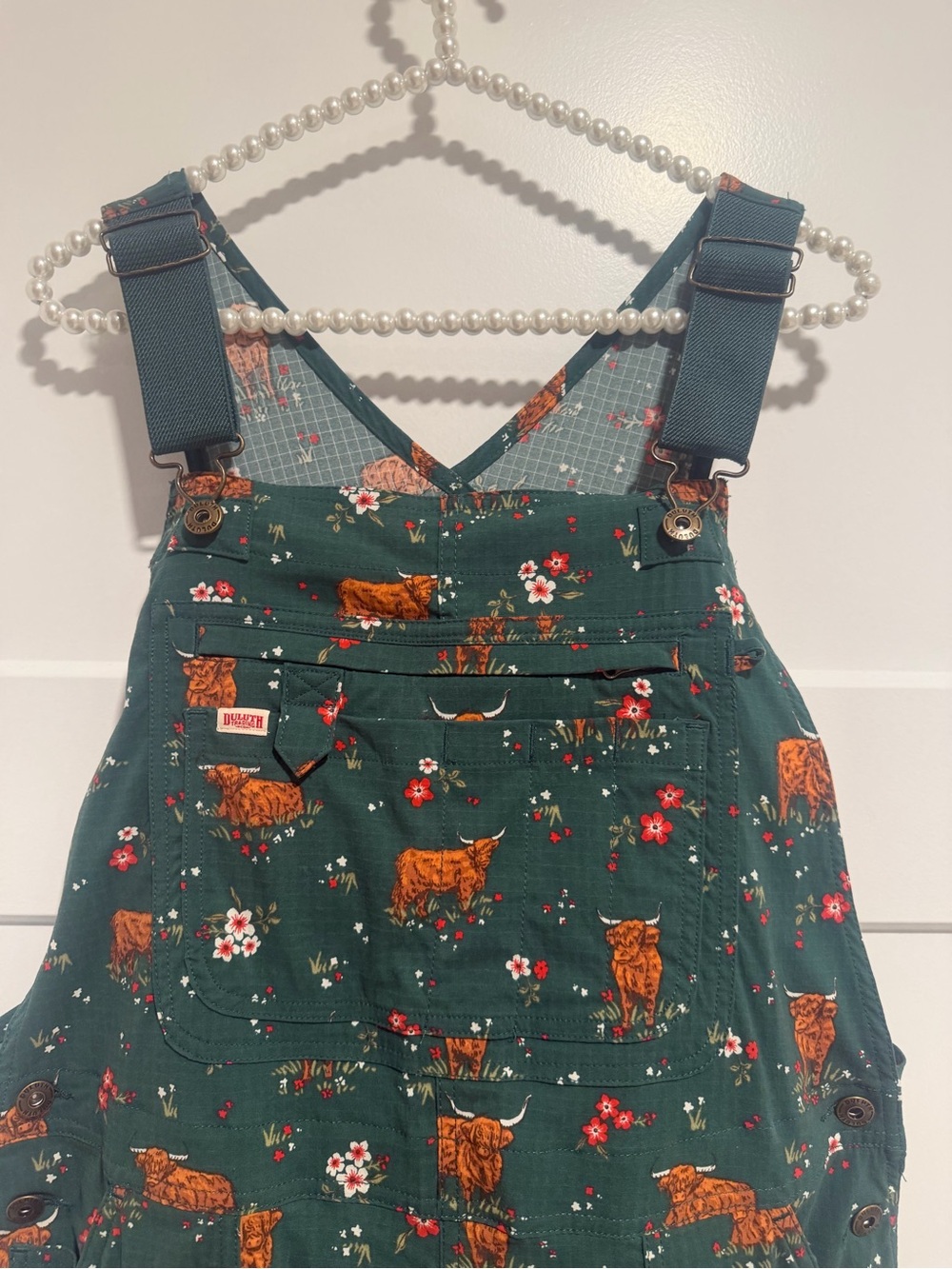 Duluth Trading Co  Floral & Highland Cow Overalls - Picture 4 of 8